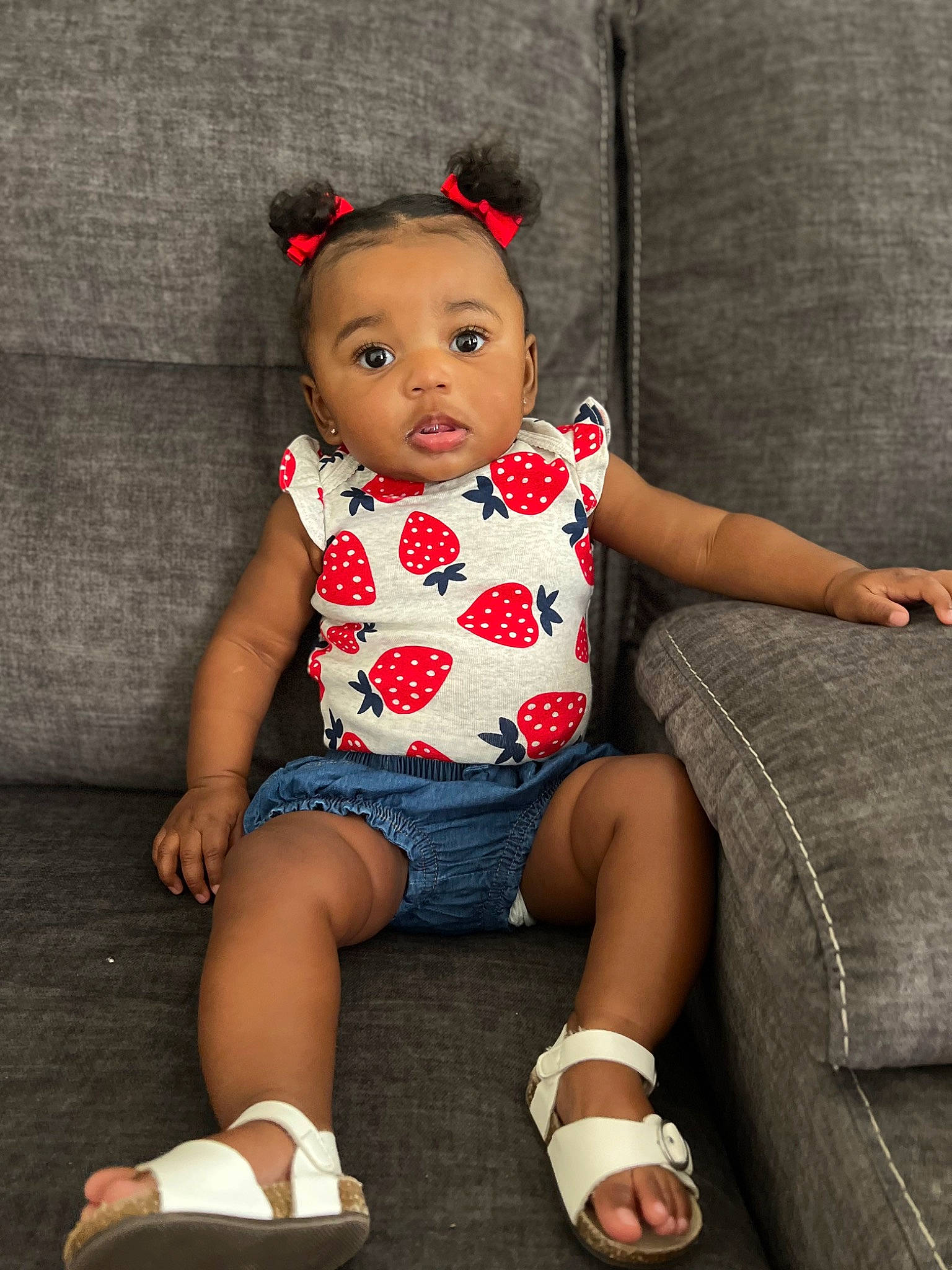 Maliyah joined the competition — help win amazing prizes! baby, baby_toddler_clothing, cheek, comfort, eye, foot, human_body, human_leg, joint, knee, leg, pattern, person, plaid, shorts, skin, sleeve, sock, textile, thigh