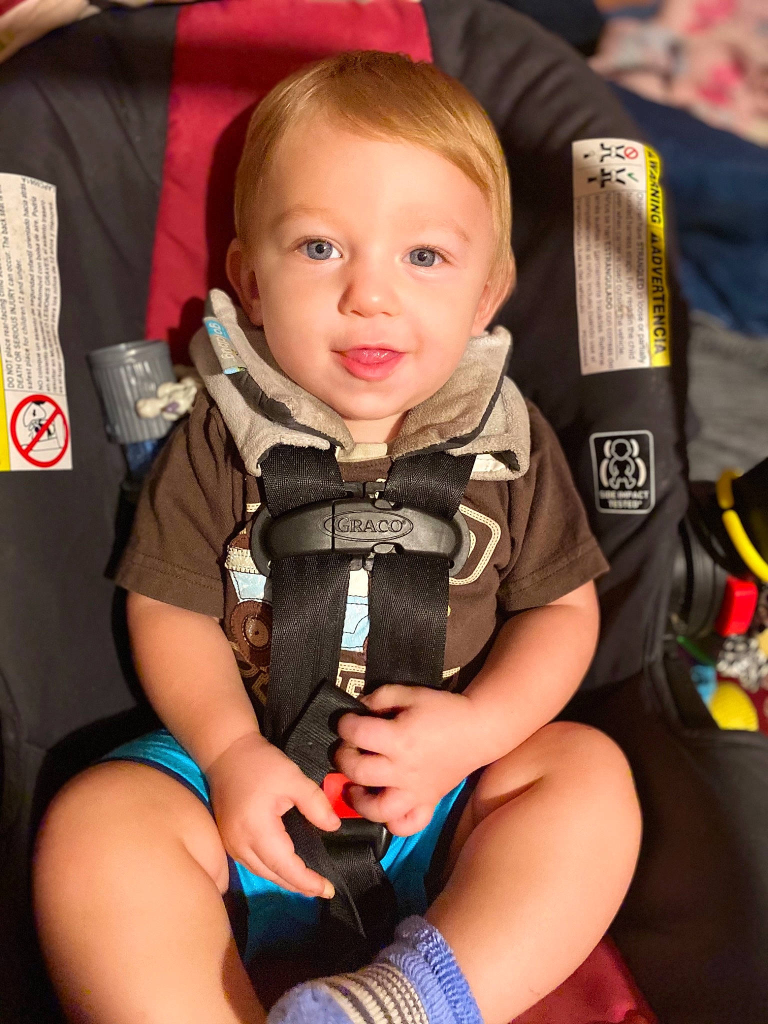 Elijah joined the competition — help win amazing prizes! arm, baby, baby_carriage, baby_in_car_seat, baby_products, car_seat, cheek, child, joint, leg, neck, person, product, seat_belt, sitting, skin, toddler, vacation
