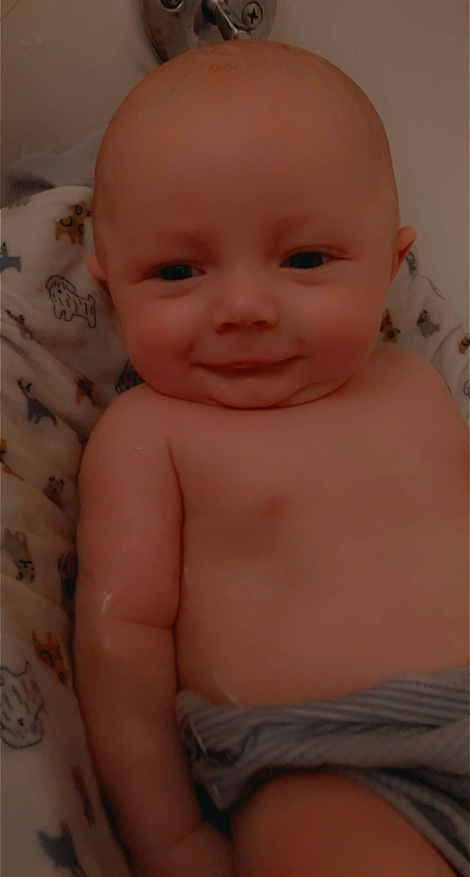 Emmett joined the competition — help win amazing prizes! abdomen, baby, barechested, cheek, chest, child, close_up, eye, eyelash, happy, iris, jaw, lip, mouth, nose, person, skin, smile, stomach, toddler