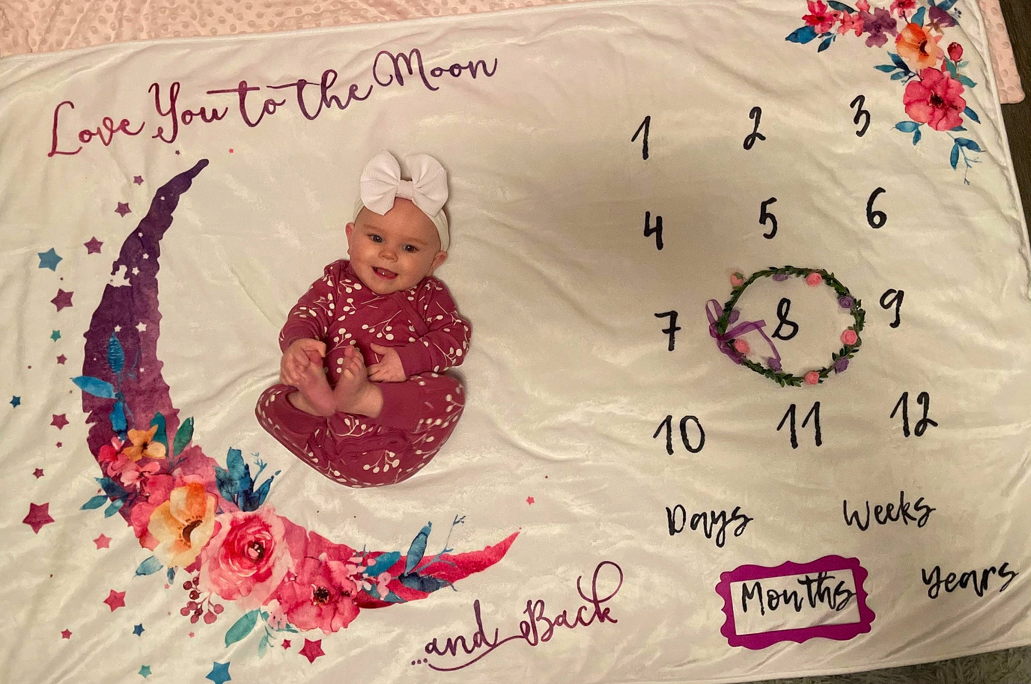 Kinslei is registered to the contest to win money with this photo: art, baby, baby_toddler_clothing, carmine, christmas_eve, circle, creative_arts, event, facial_expression, font, happy, headwear, holiday, joy, linens, magenta, pattern, person, pink, red