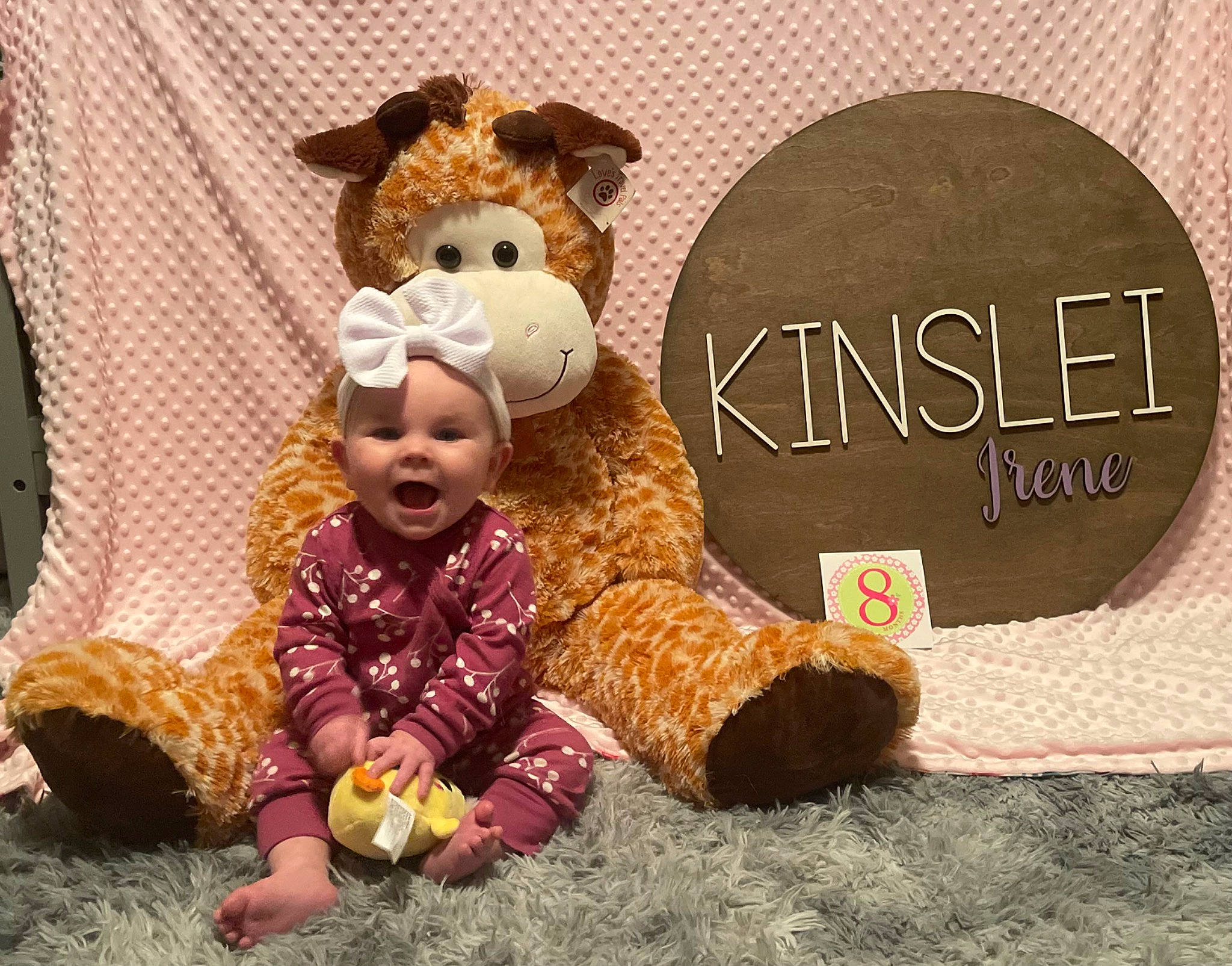 Kinslei joined the competition — help win amazing prizes! art, baby, baby_toddler_clothing, brown, child, flooring, font, fun, fur, happy, hat, person, plush, smile, stuffed_toy, toddler