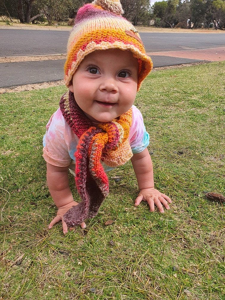 Alaia joined the competition — help win amazing prizes! baby, cap, child, eye, face, fun, grass, grass_family, happy, hat, headwear, joy, knit_cap, lawn, leaf, pattern, people_in_nature, person, plant, smile
