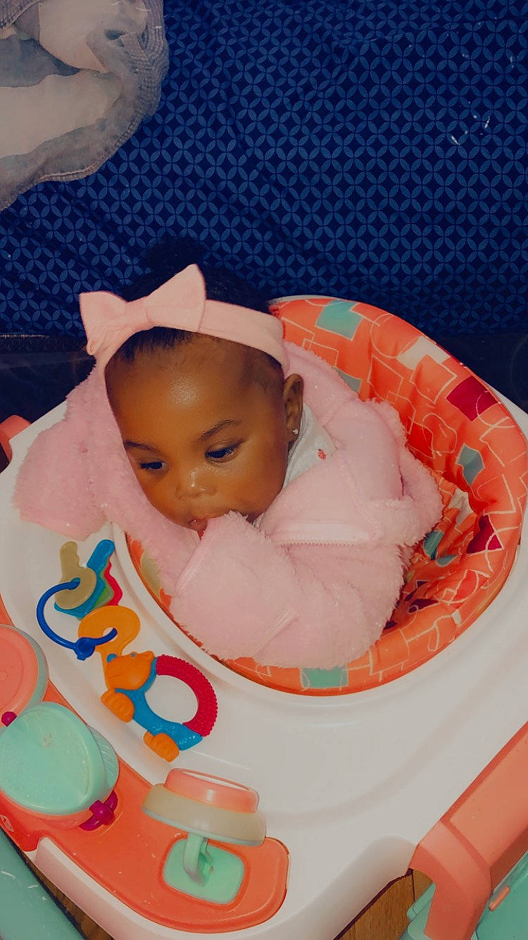 Shalynn Chanel Thomas is registered to the contest to win money with this photo: baby, baby_products, baby_safety, baby_sleeping, baby_toddler_clothing, baby_toys, bedtime, cheek, child, comfort, eye, face, fun, happy, head, infant_bed, linens, person, pink, play
