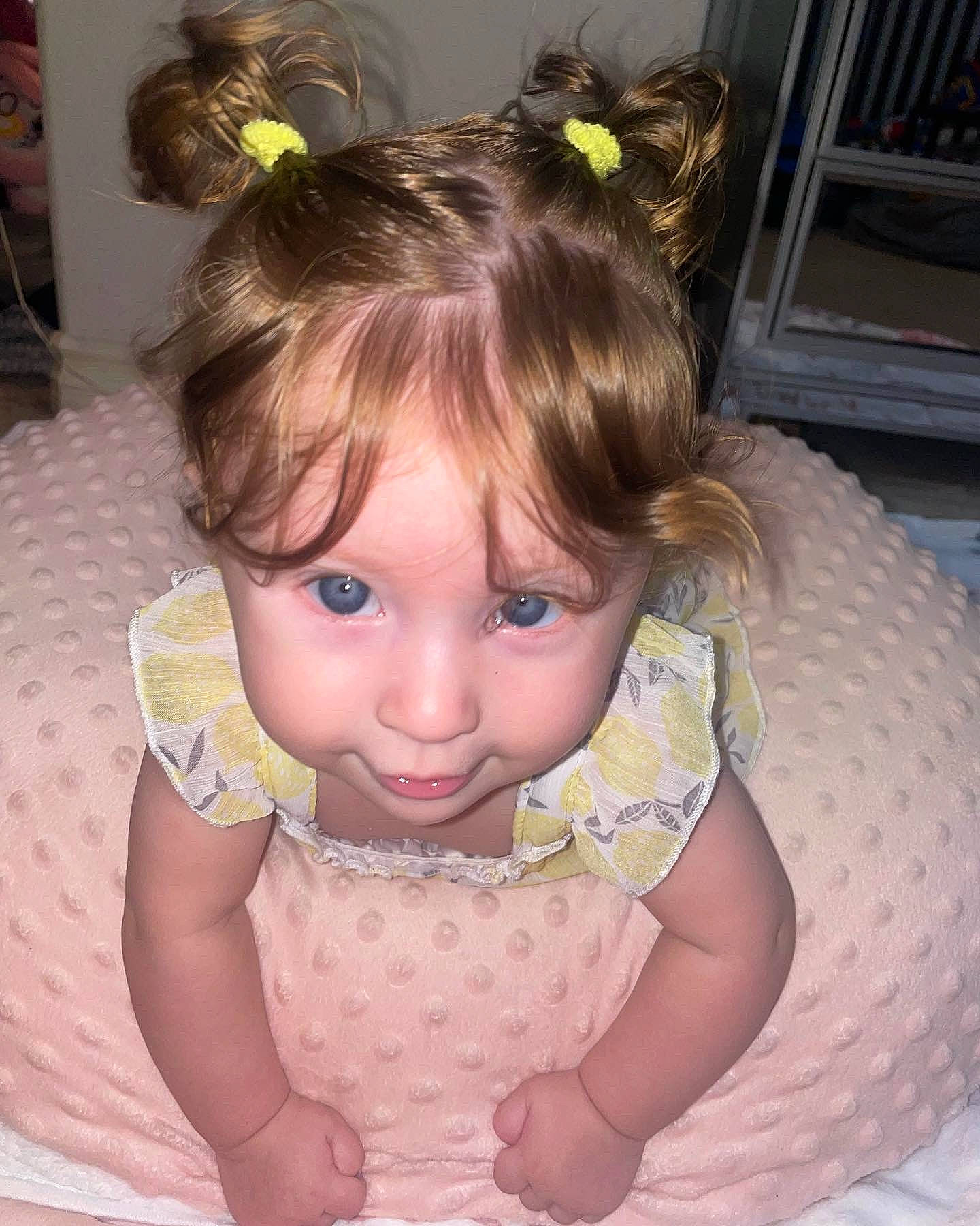 Ariana is registered to the contest to win money with this photo: baby, baby_toddler_clothing, beauty, cheek, child, eye, eyebrow, eyelash, facial_expression, fun, hair, happy, head, iris, nose, person, pink, skin, sleeve, smile