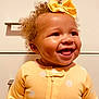 Savannah joined the competition — help win amazing prizes! accessories, baby, babylaughing, bodypart, clothing, dress, face, frown, happy, head, headband, knitwear, laughing, mouth, person, photography, portrait, smile, sweater, teeth