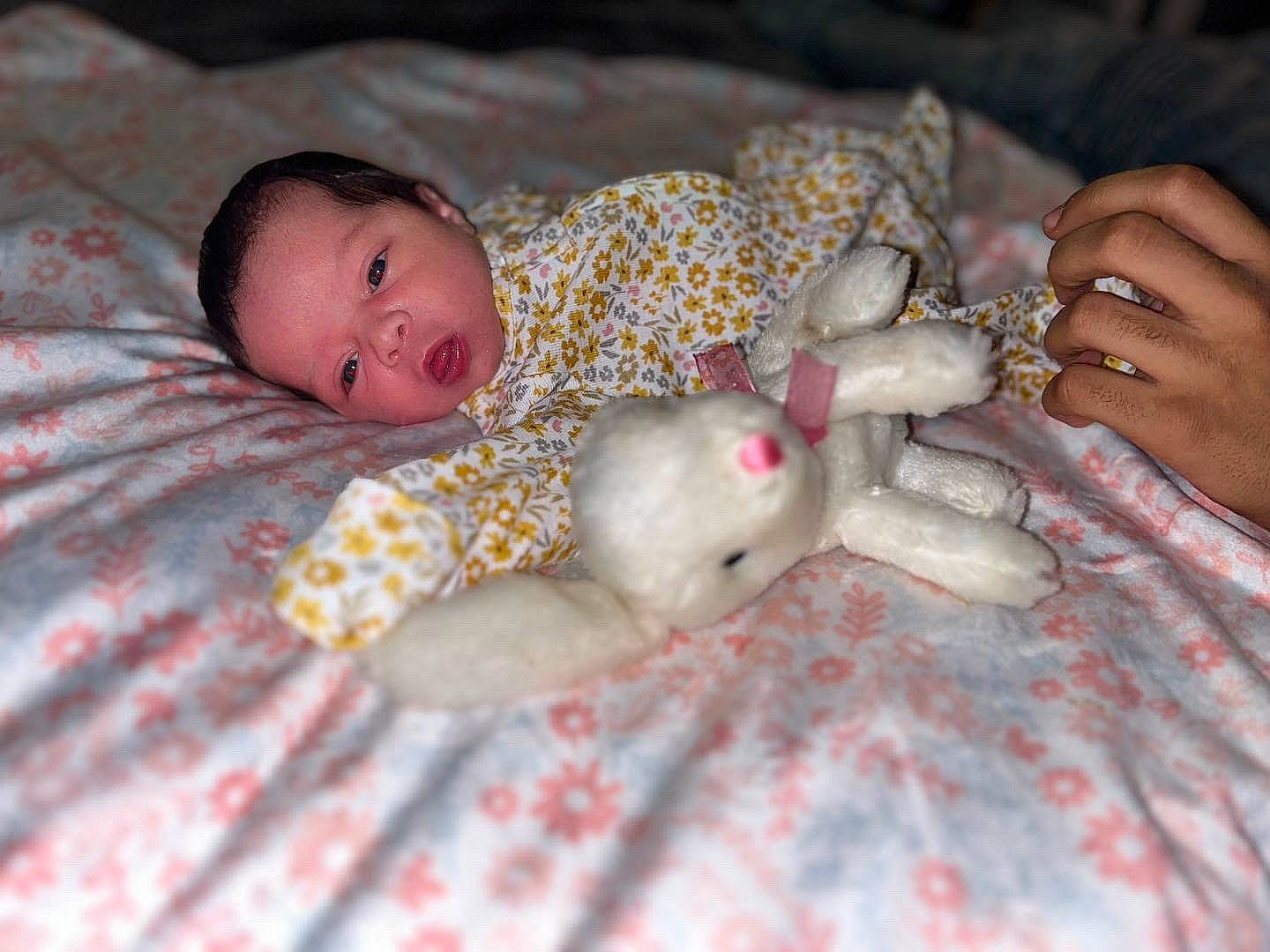 Leilani joined the competition — help win amazing prizes! art, baby, baby_products, baby_toddler_clothing, bedding, bedtime, child, comfort, fashion_accessory, finger, flesh, fur, hand, jewellery, linens, nail, pattern, person, pink, toddler