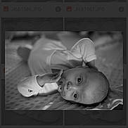 Louis participe au concours pour gagner de l'argent avec cette photo : baby, black_and_white, blanket, child, cute, face, hand, indoors, infant, lying_down, monochrome, newborn, one_person, pacifier, peaceful, portrait, resting, sleepwear, soft, texture