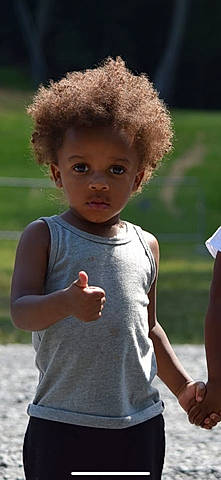 Kae'Den joined the competition — help win amazing prizes! afro, child, child_model, finger, fun, gesture, hair, hairstyle, person, play, smile, toddler