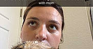 Leo joined the competition — help win amazing prizes! animal, bathroom, close_up, dog, door, expression, face, holding, human, humor, indoor, looking_up, pet, portrait, tattoo, text_overlay, towel, wall, wet_dog, woman