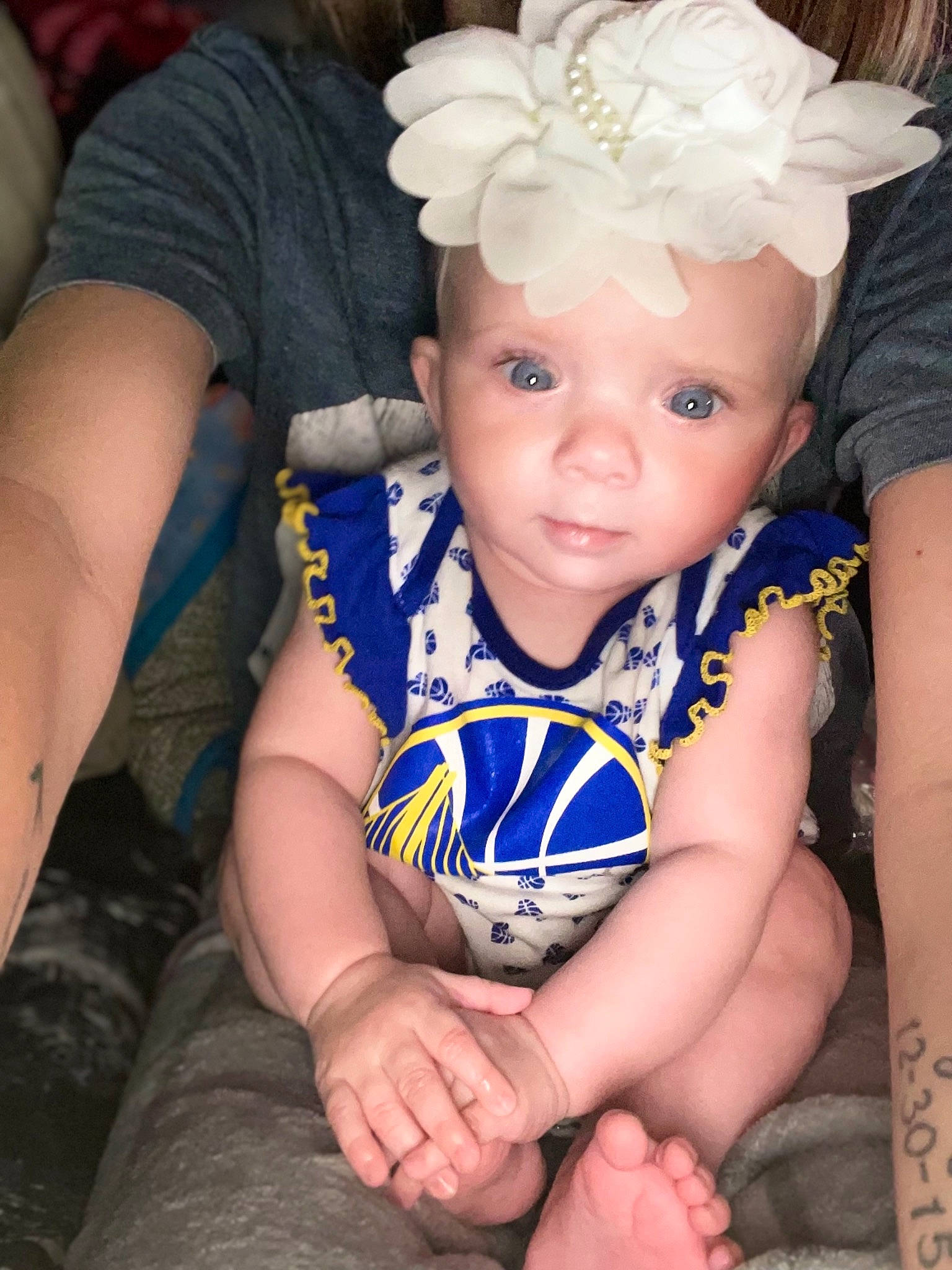 Hadleigh joined the competition — help win amazing prizes! baby, baby_toddler_clothing, cheek, child, costume_hat, embellishment, eye, flash_photography, fun, hairstyle, happy, headband, headgear, headpiece, headwear, jewellery, pattern, person, sitting, skin