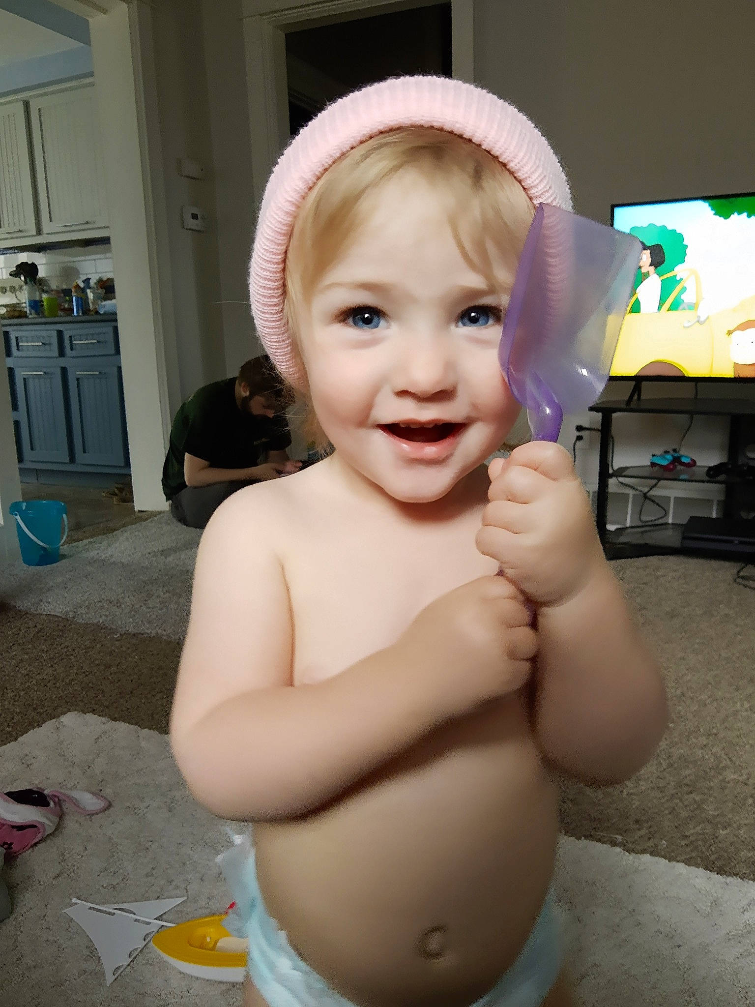 Joy joined the competition — help win amazing prizes! baby, cheek, child, ear, face, finger, head, headgear, joy, person, skin, smile, thumb, toddler, under_exposed