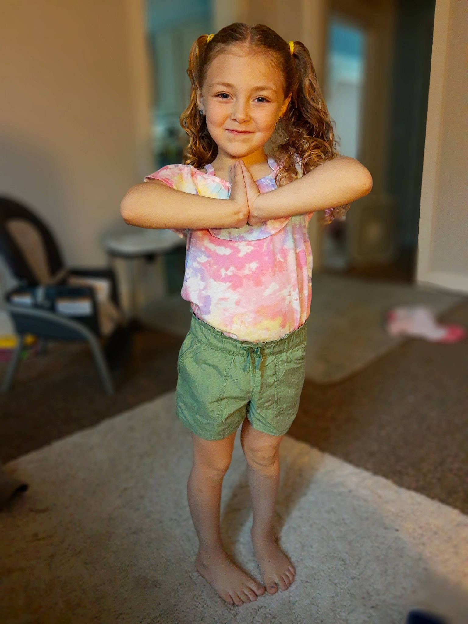 Scarlett joined the competition — help win amazing prizes! baby, child, child_model, finger, fun, joy, person, play, shoulder, skin, smile, standing, toddler