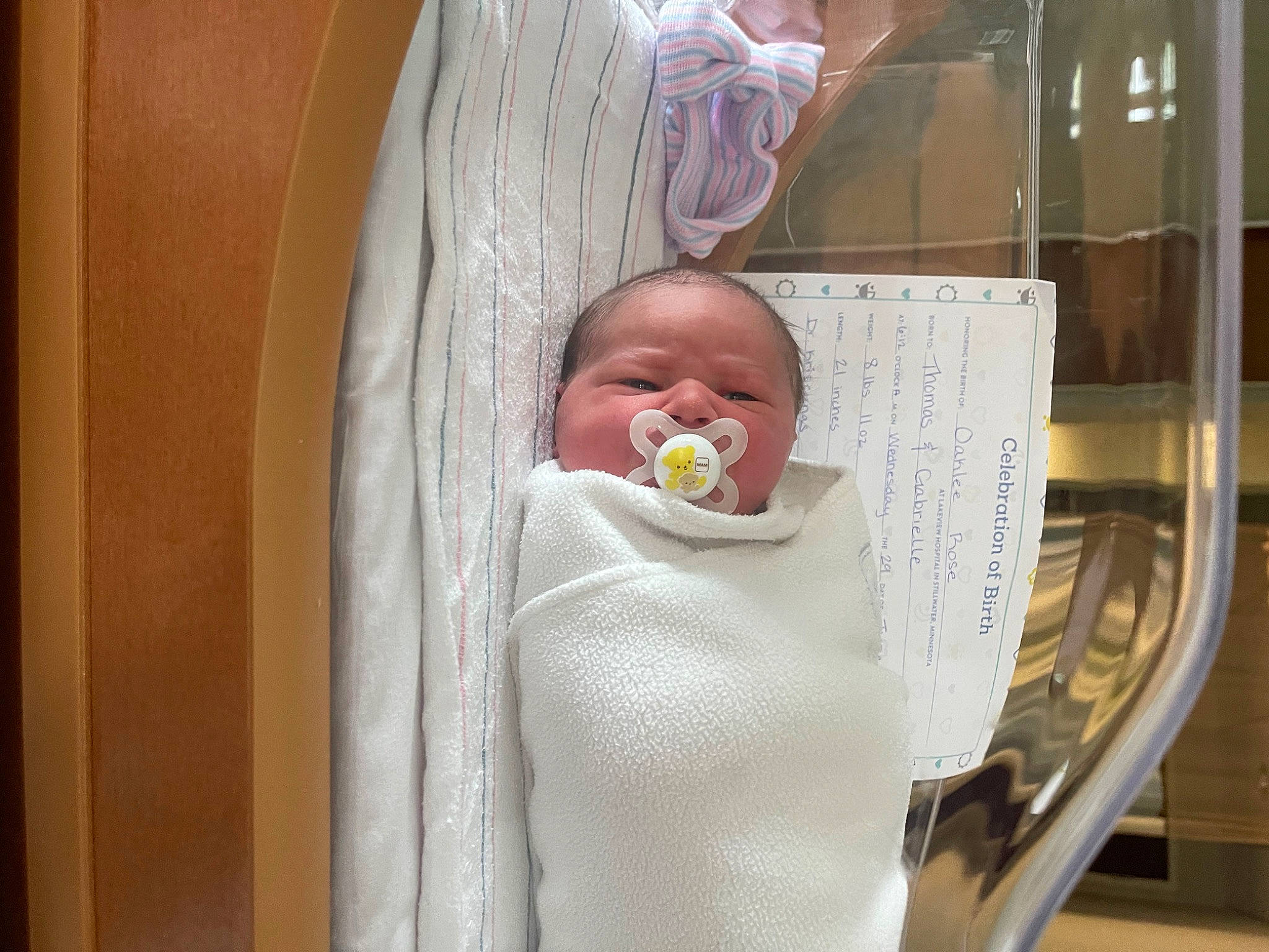 Oaklee joined the competition — help win amazing prizes! baby, baby_products, baby_safety, baby_toddler_clothing, child, comfort, health_care, hospital, infant_bed, linens, medical, mouth, person, room, skin, smile, textile, toddler