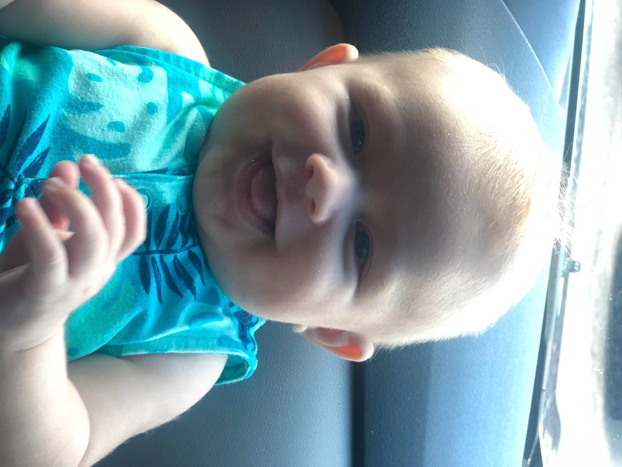 Bowie joined the competition — help win amazing prizes! baby, baby_laughing, baby_toddler_clothing, blue, cheek, electric_blue, finger, fun, gesture, happy, head, human_body, jaw, joy, lip, mouth, neck, nose, person, skin