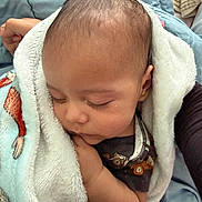 Javian joined the competition — help win amazing prizes! baby, sleeping, infant, child, portrait, blanket, swaddled, bedding, blue, cozy, peaceful, indoors, face, closed_eyes, hand, arm, clothing, soft, nap, photograph