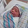 newborn, baby, hospital, blanket, bassinet, hat, finger, wrapped, infant, bed, sleeping, cute, face, person, skin, clothing, babycare, hospitalroom, resting, newborncare