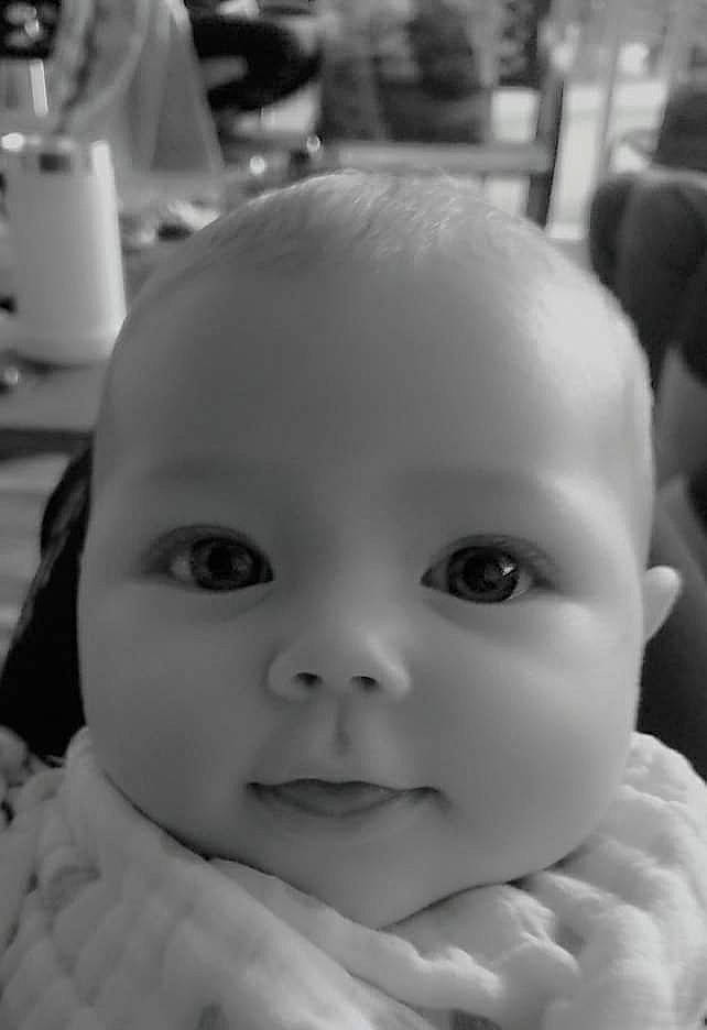 Lilith joined the competition — help win amazing prizes! baby, black_and_white, cheek, child, chin, close_up, eye, eyebrow, face, facial_expression, forehead, head, lip, monochrome, mouth, nose, person, skin, smile, toddler