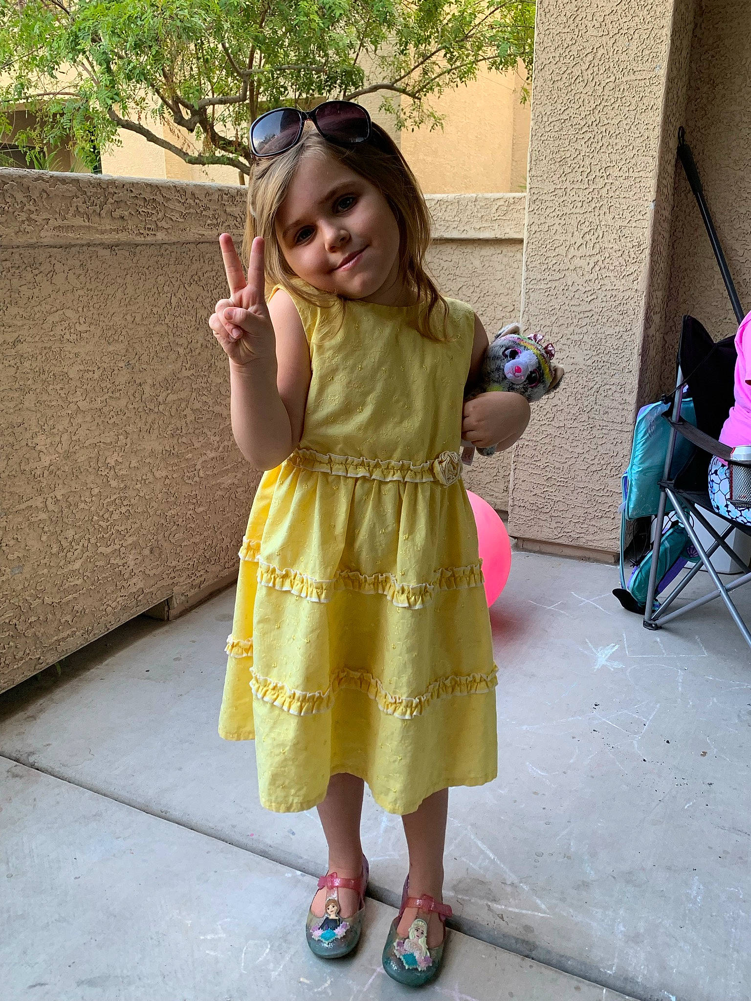 Ivy joined the competition — help win amazing prizes! child, day_dress, dress, grass, happy, human_leg, joy, leisure, magenta, person, pink, plant, shoe, skin, sleeve, smile, standing, street_fashion, thigh, toddler