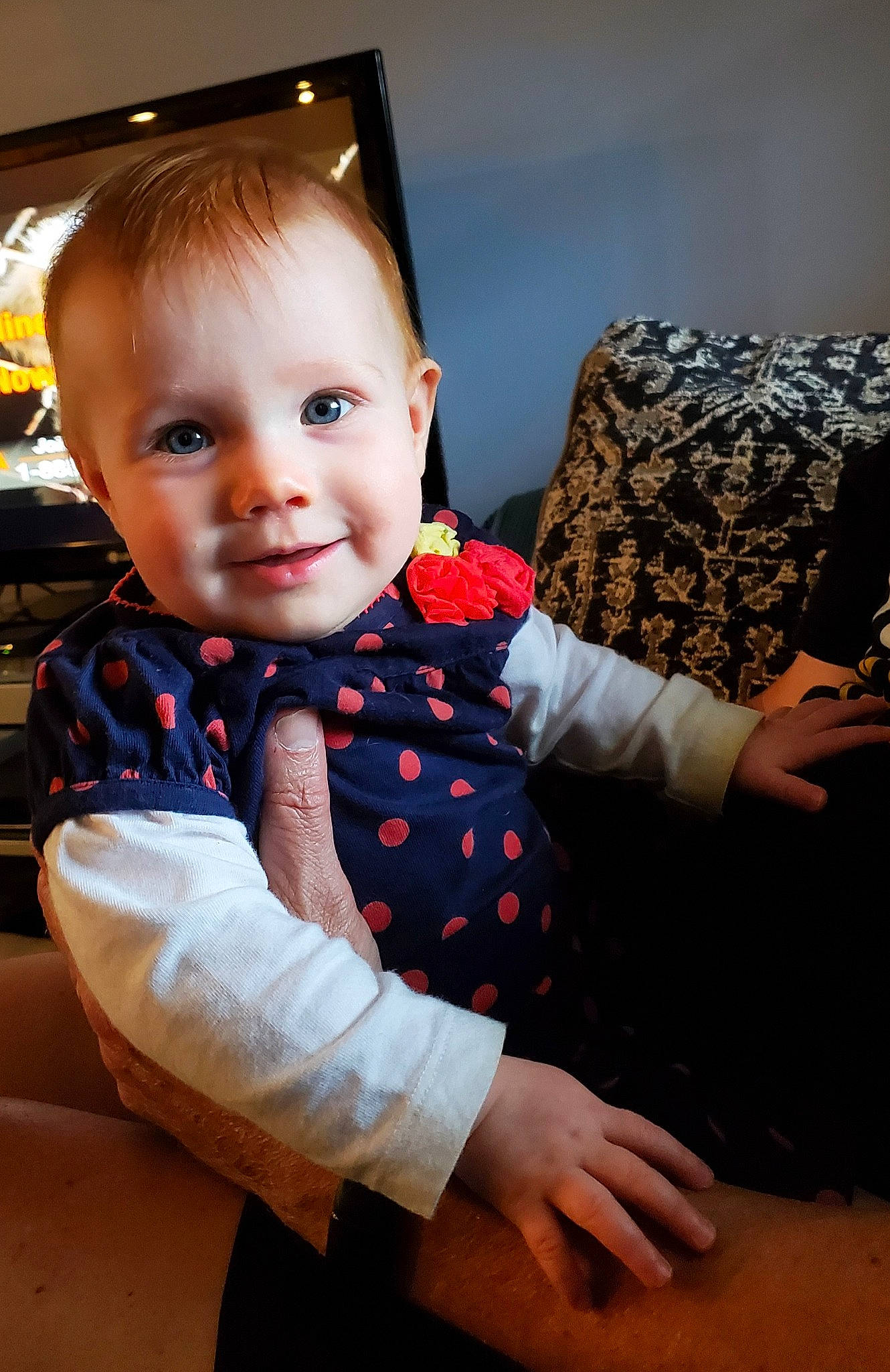 Elizabeth joined the competition — help win amazing prizes! baby, baby_toddler_clothing, beauty, child, collar, dress, finger, flash_photography, gesture, hand, happy, human_body, joy, person, plaid, skin, sleeve, smile, standing, tartan