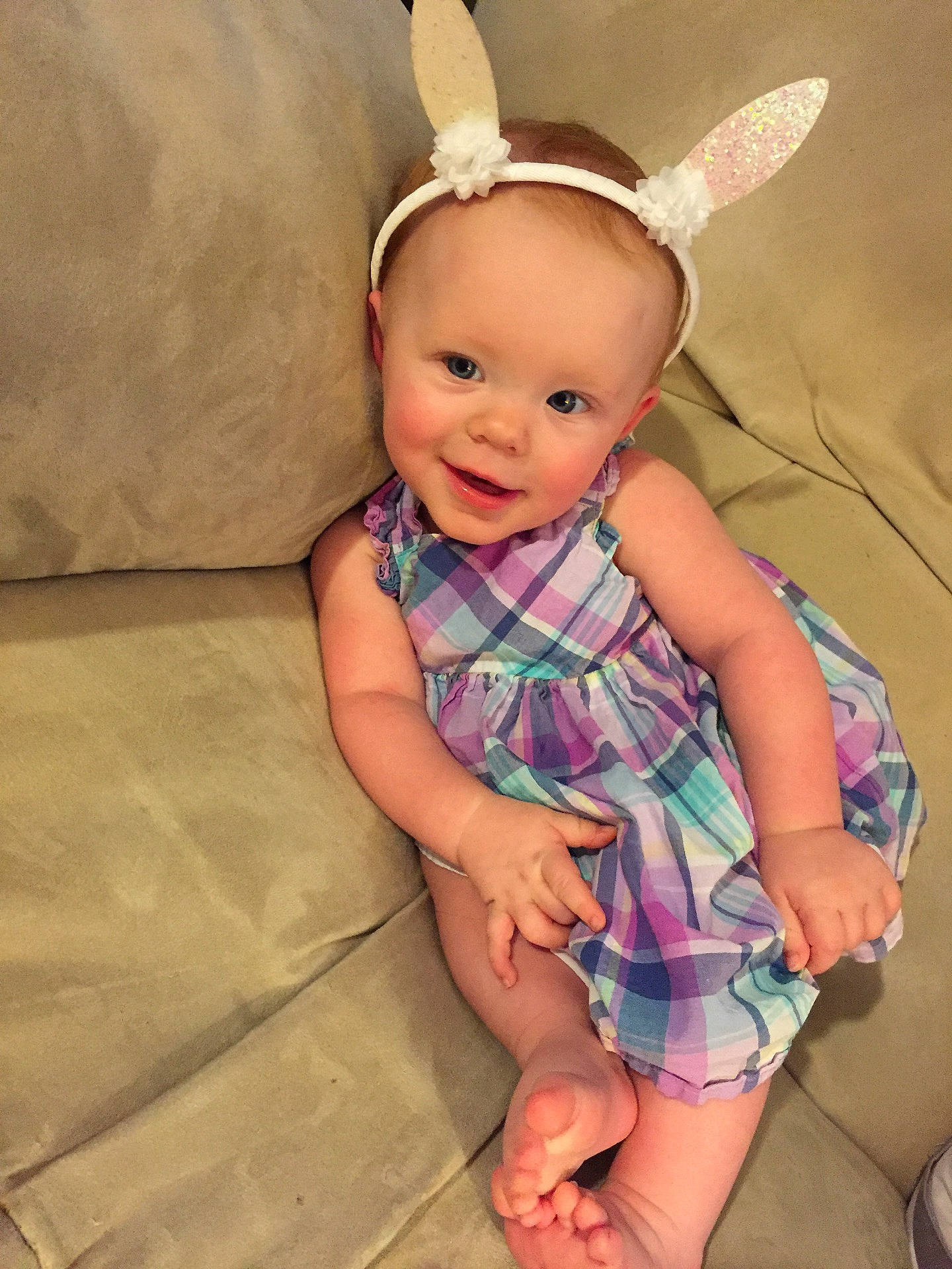 Brooklynne joined the competition — help win amazing prizes! blond, child, clothing, finger, girl, hand, human_body, human_positions, infant, leg, mouth, person, skin, toddler