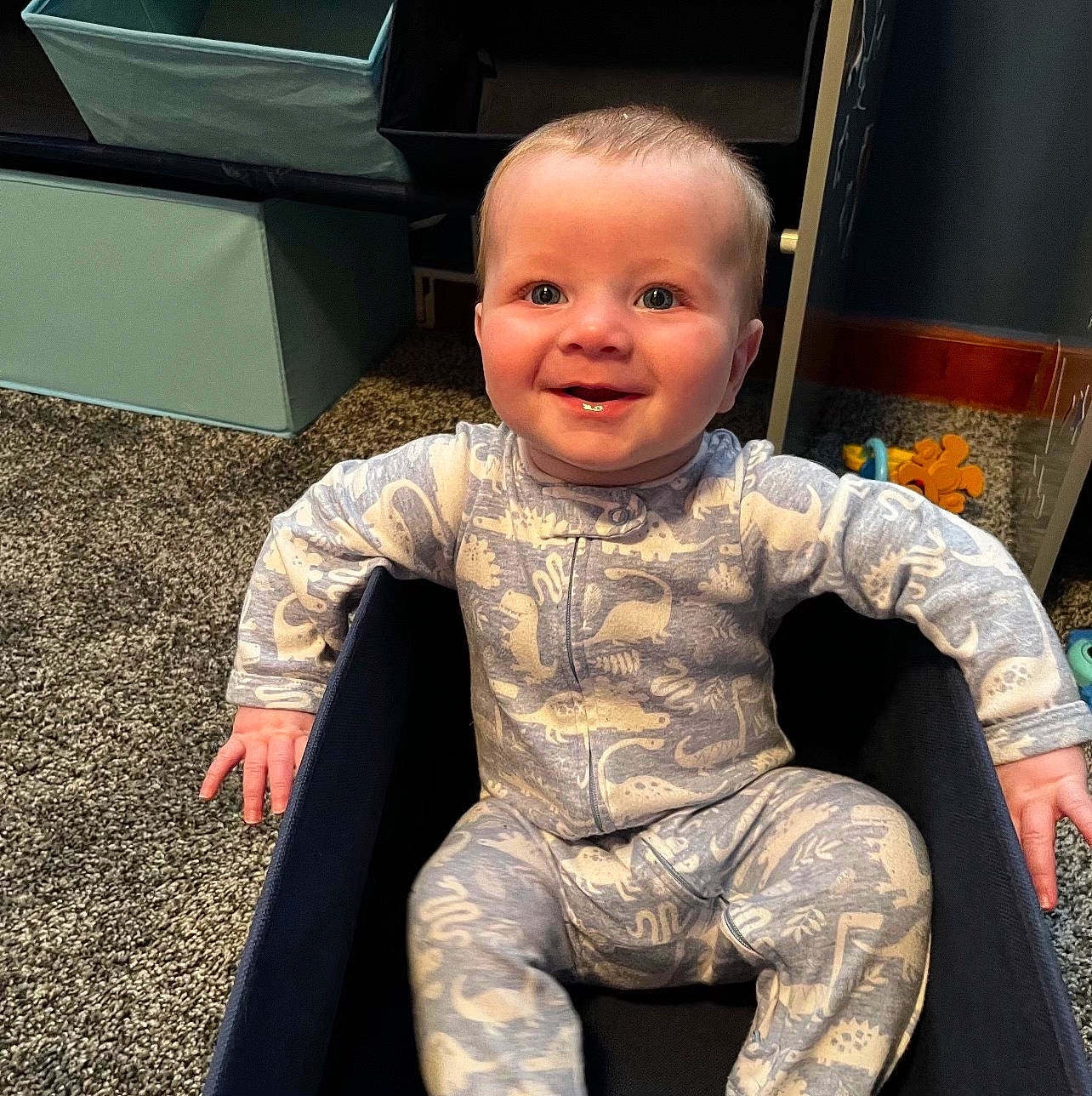 Westin joined the competition — help win amazing prizes! baby, baby_toddler_clothing, chair, cheek, chin, eye, facial_expression, finger, flooring, fun, hand, happy, head, human_body, joy, mouth, person, skin, sleeve, smile