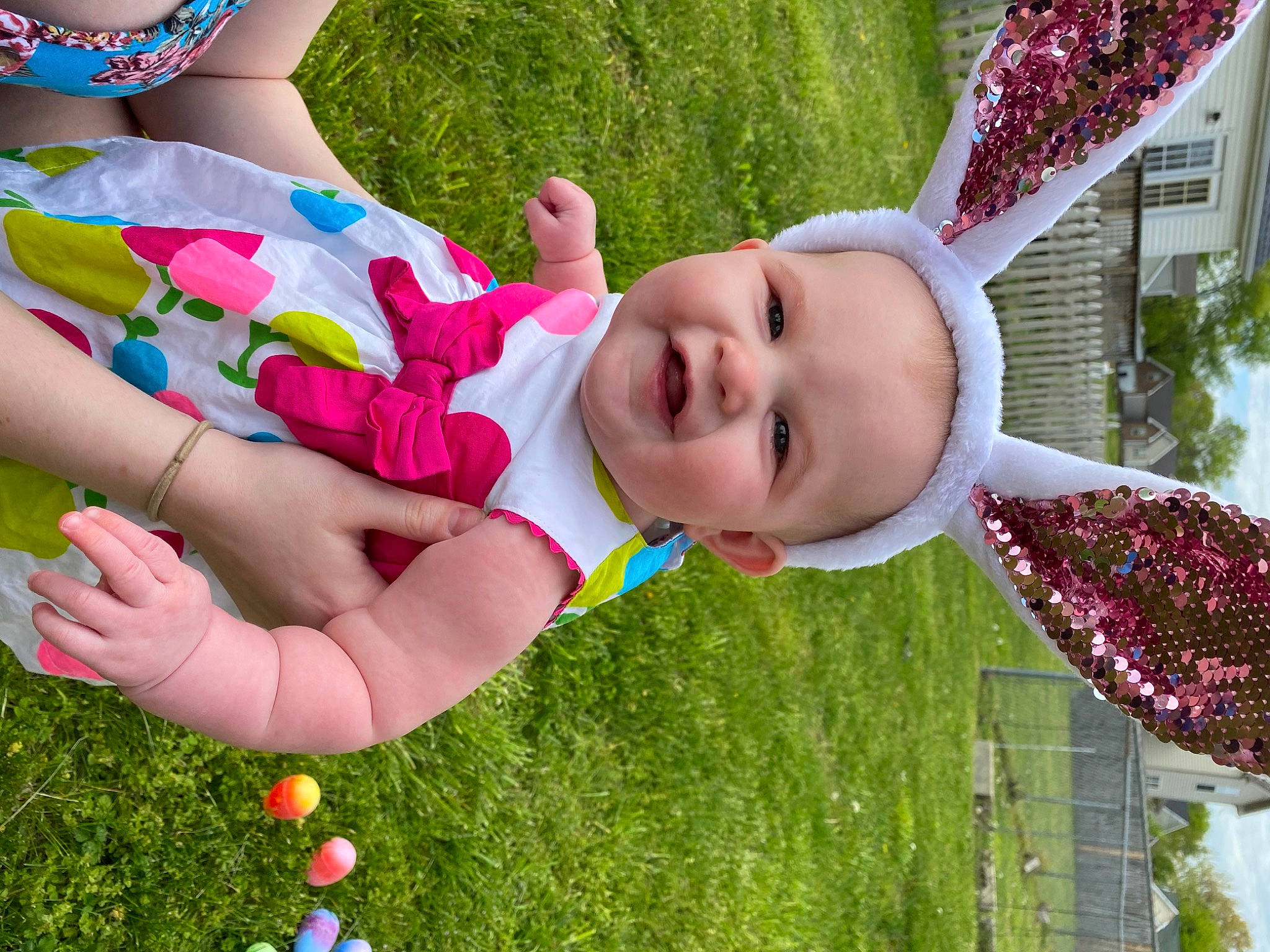 Kaitlyn is registered to the contest to win money with this photo: baby, child, fun, grass, happy, leisure, person, pink, play, product, spring, toddler