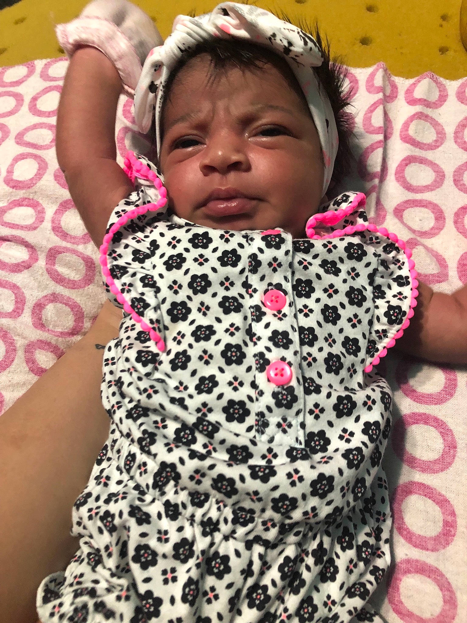 Angela joined the competition — help win amazing prizes! baby, baby_toddler_clothing, child, design, pattern, person, pink, textile, toddler