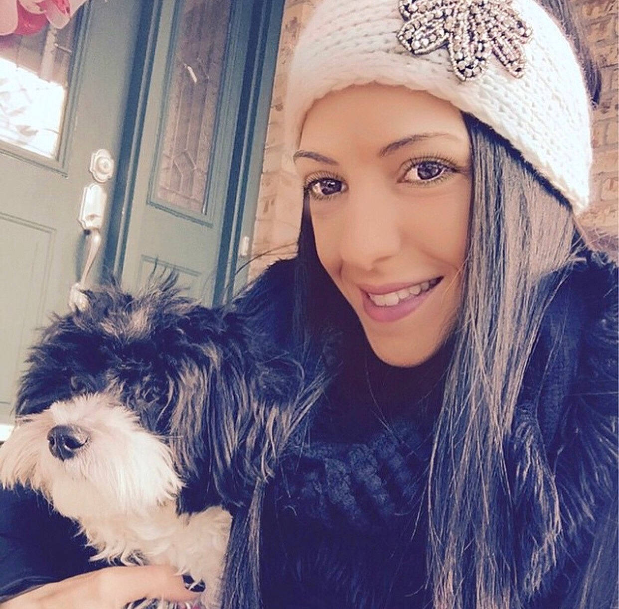 Gino is registered to the contest to win money with this photo: black_hair, cap, carnivore, companion_dog, cool, dog, dog_breed, electric_blue, eye, eyelash, eyewear, happy, knit_cap, long_hair, organ, small_terrier, smile, snout, street_fashion, toy_dog