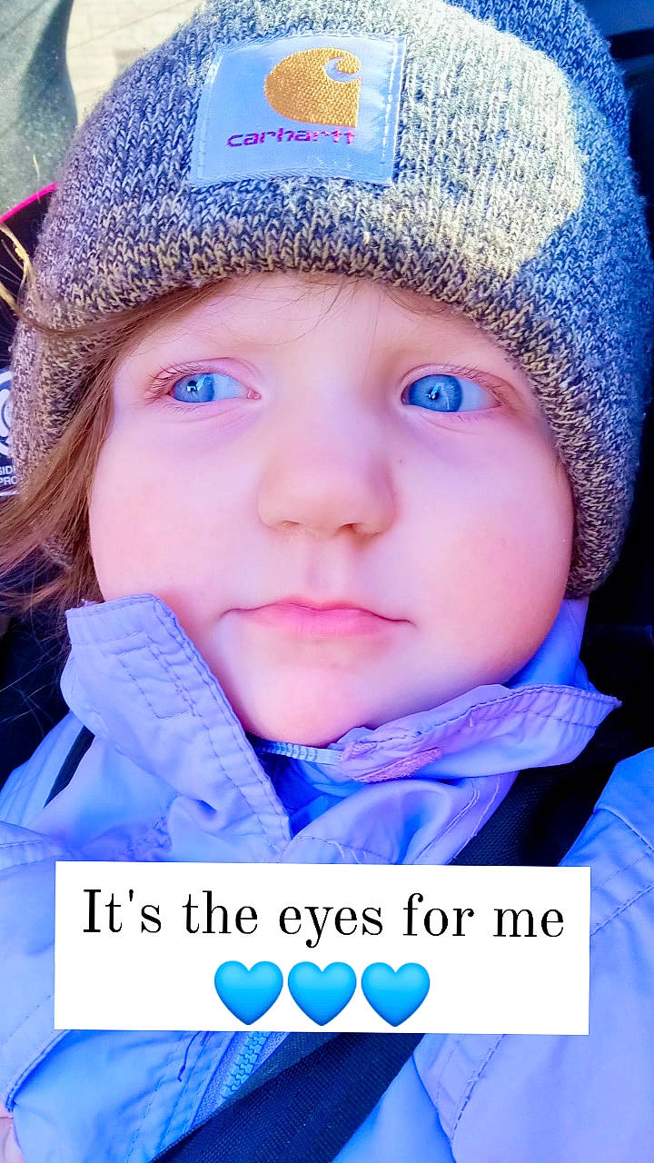 Amiyah joined the competition — help win amazing prizes! azure, blue, cap, cheek, eyebrow, facial_expression, happy, headwear, human, iris, lip, nose, organ, outerwear, person, photograph, pink, product, purple, skin