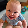 baby, blue_onesie, child, closeup, cute, eyes, face, hands, happy, head, human, indoor, infant, looking_up, mouth, person, photography, playful, skin, smiling