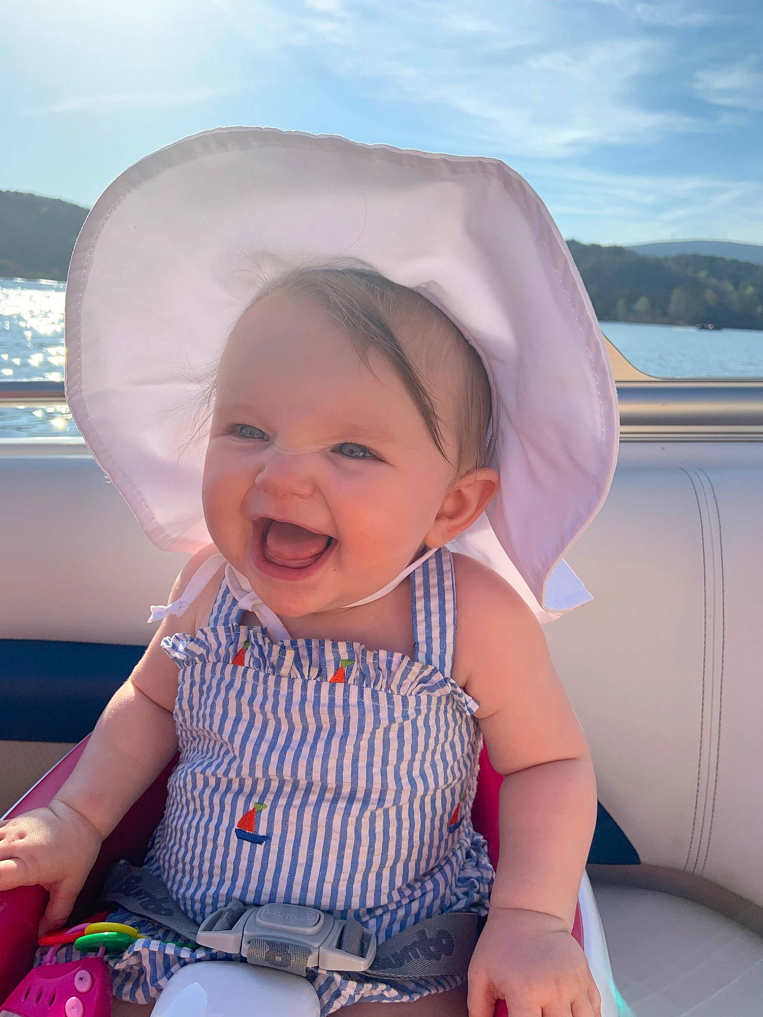 Sutton joined the competition — help win amazing prizes! baby, child, happy, person, pink, sitting, skin, smile, summer, toddler, vacation