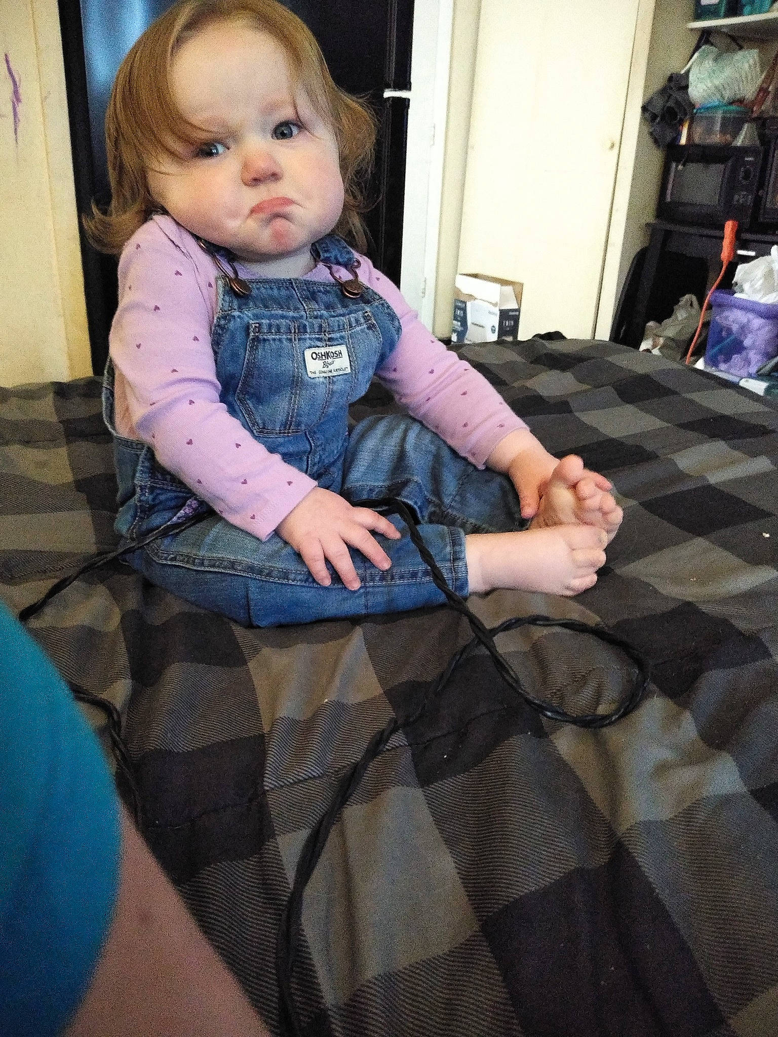 Emma is registered to the contest to win money with this photo: child, pattern, person, toddler