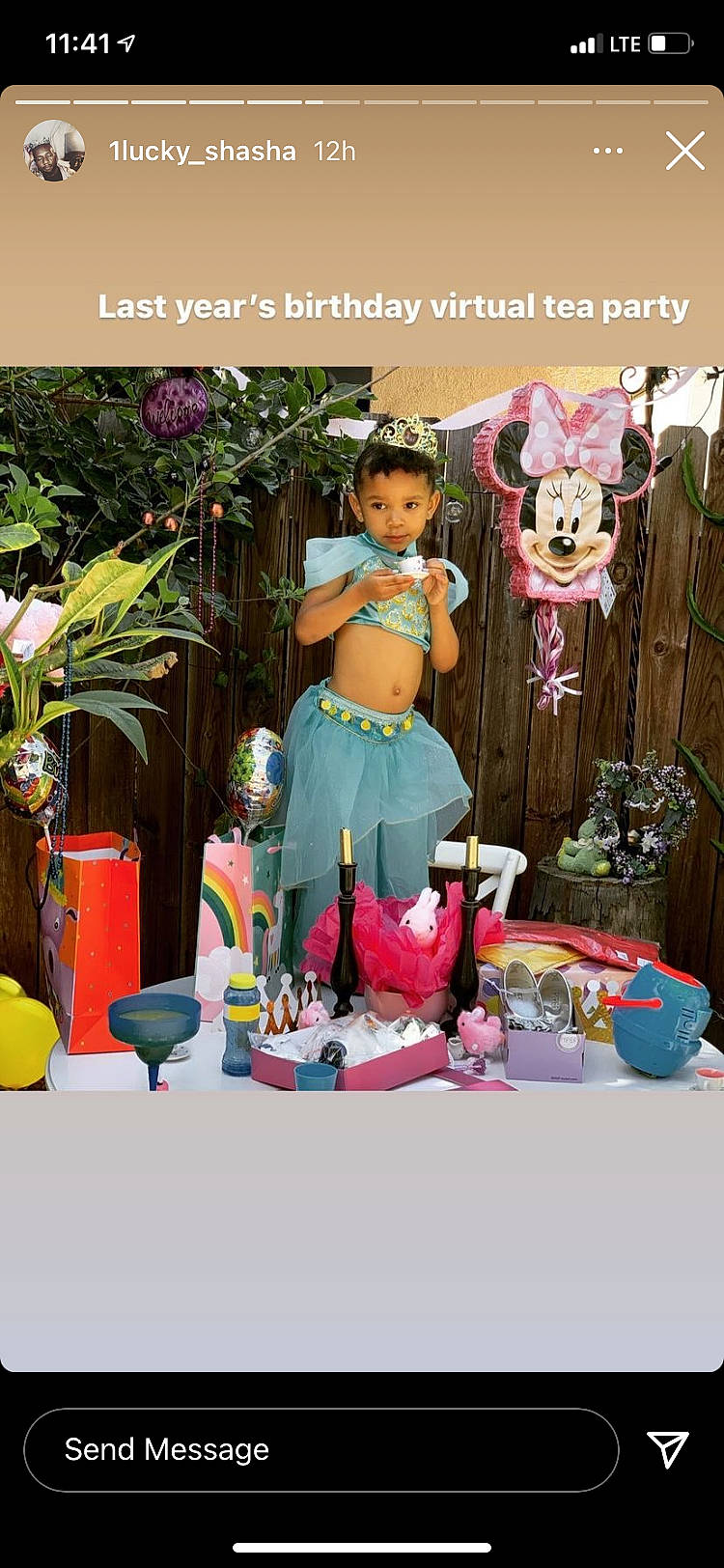 Jadenna is registered to the contest to win money with this photo: animation, baby, child, doll, event, fun, happy, leisure, magenta, party, party_supply, person, pink, plant, purple, room, shorts, stuffed_toy, textile, toddler