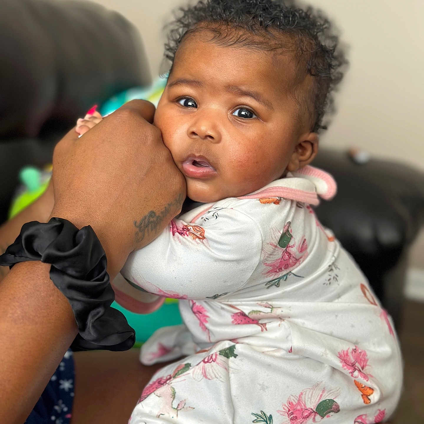 Aurelía is registered to the contest to win money with this photo: accessories, baby, blackhair, bodypart, bracelet, clothing, couch, dress, face, finger, furniture, hand, happy, head, jewelry, person, photography, portrait, sitting, smile