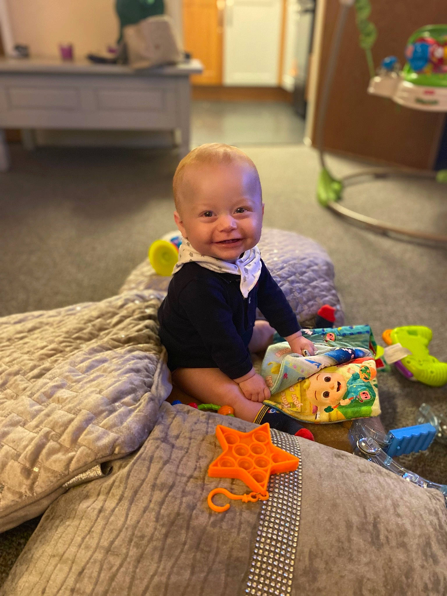Henry joined the competition — help win amazing prizes! baby, baby_toddler_clothing, baby_toys, child, event, floor, flooring, fun, happy, hardwood, joy, leisure, person, play, room, sitting, skin, smile, toddler, toy