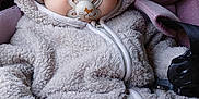 Isabella joined the competition — help win amazing prizes! baby, sleeping, pacifier, onesie, hood, ears, car_seat, seatbelt, cozy, teddy_bear, soft, pink, child, infant, cute, face, closed_eyes, warm, zipped, clothing