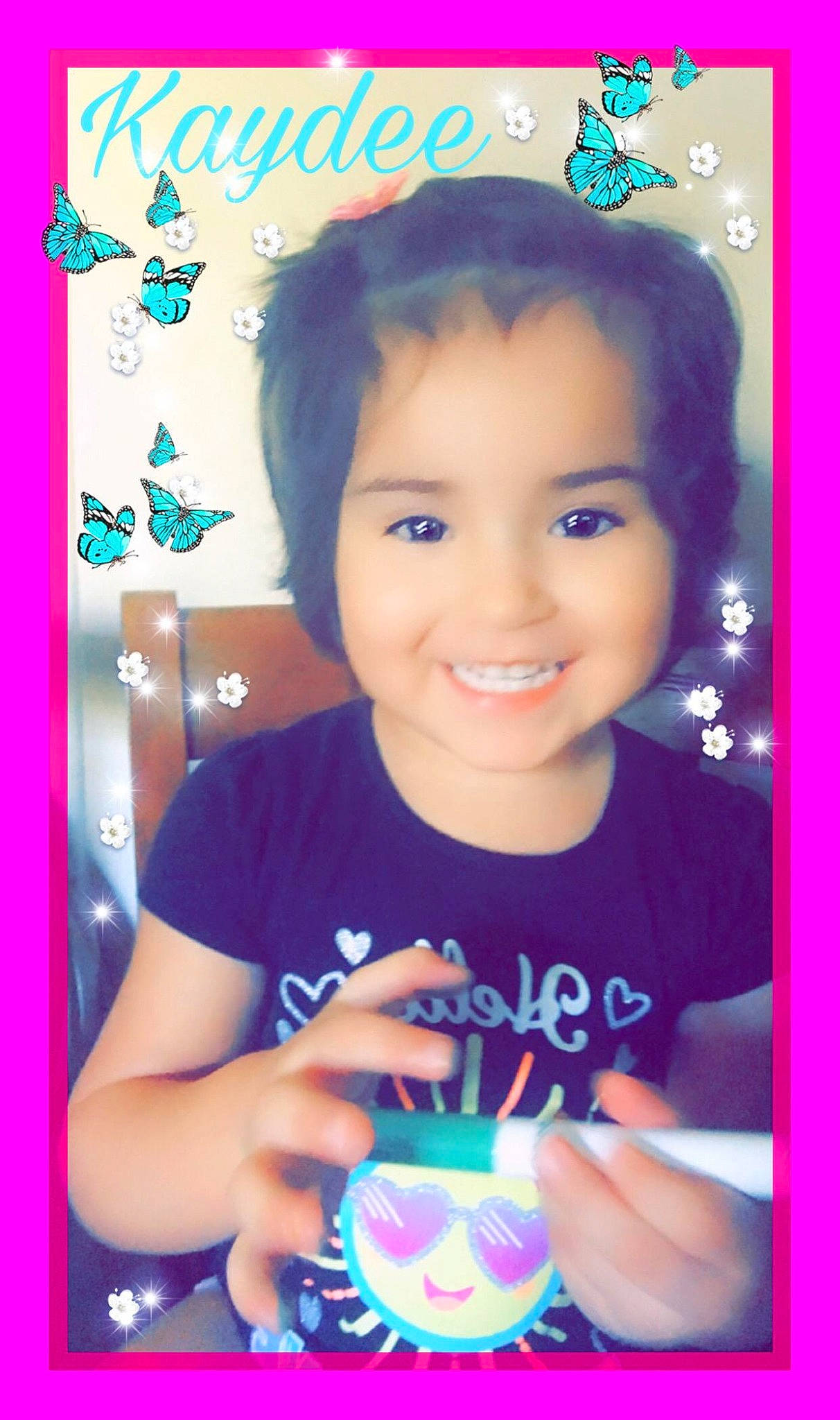 Kaydee joined the competition — help win amazing prizes! beauty, blue, child, design, electric_blue, event, fun, happy, holiday, joy, magenta, person, photo_caption, pink, play, poster, purple, smile, snapshot, sweetness