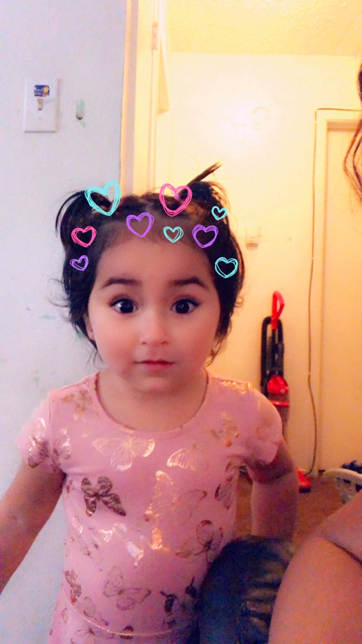 Kaydee joined the competition — help win amazing prizes! baby_toddler_clothing, cheek, ear, eye, eyebrow, eyelash, eyewear, glasses, goggles, hair_accessory, happy, headband, headpiece, lip, neck, nose, person, pink, purple, sunglasses