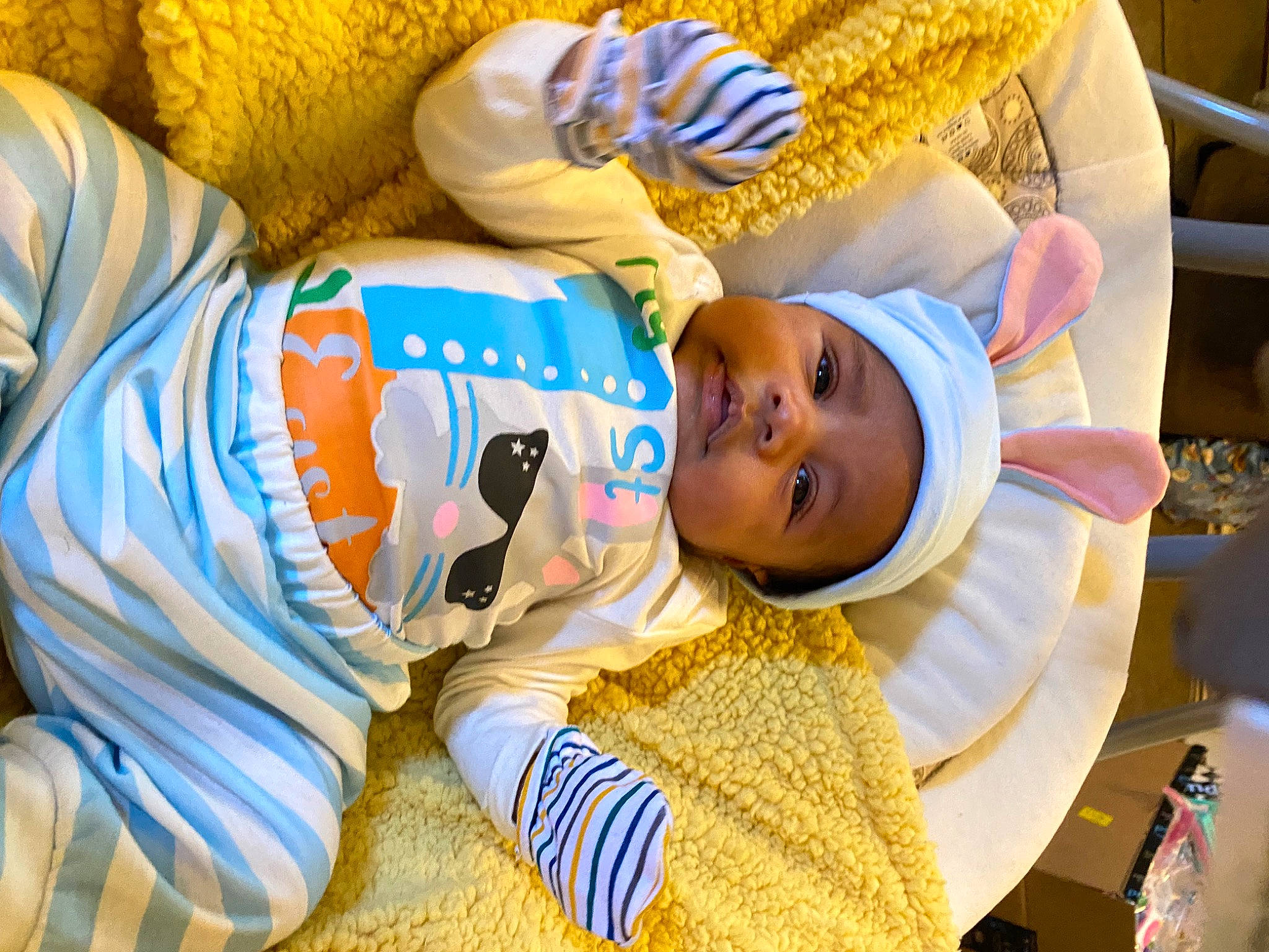 Koda is registered to the contest to win money with this photo: baby, baby_products, baby_safety, baby_sleeping, baby_toddler_clothing, bedtime, child, comfort, happy, hat, headwear, linens, nap, person, room, skin, sleep, thigh, toddler, white