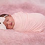 Maya is registered to the contest to win money with this photo: newborn, baby, sleeping, pink_blanket, headband, bow, soft_texture, cozy, infant, portrait, cute, resting, child, wrapped, pink_background, peaceful, face, indoors, baby_clothing, toddler