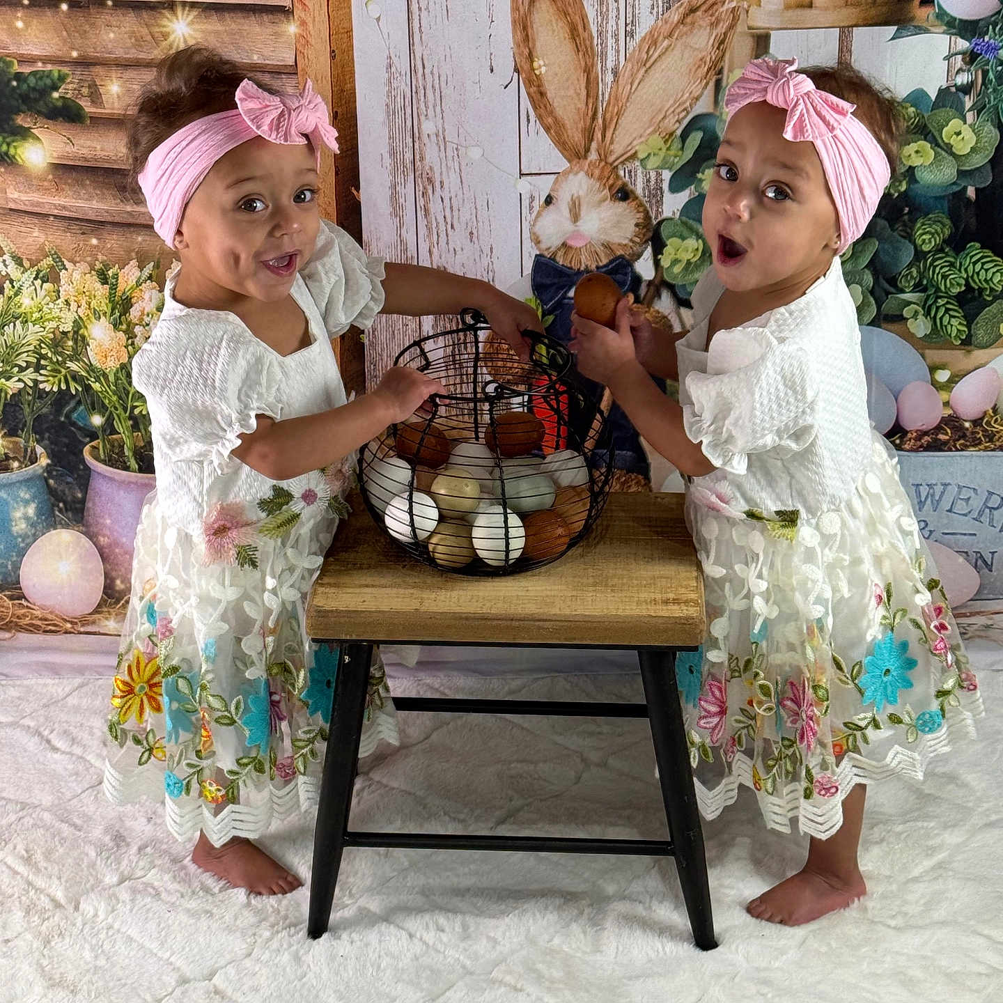 Alayah And Azaria joined the competition — help win amazing prizes! architecture, building, child, clothing, diningroom, diningtable, dress, face, furniture, hat, head, indoors, person, photography, plant, portrait, pottedplant, room, table, wood