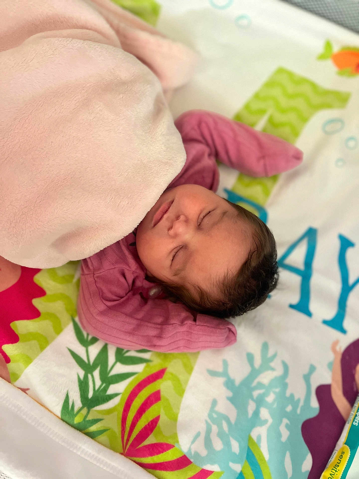 Alona joined the competition — help win amazing prizes! baby, sleeping, blanket, pink, mat, colorful, pattern, aquatic, soft, peaceful, infant, child, resting, cute, portrait, indoors, cozy, clothing, head, face