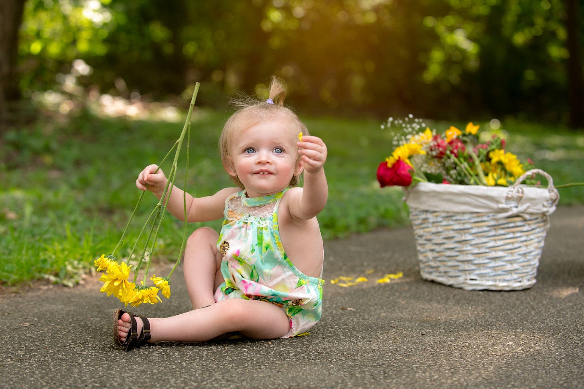 Arina is registered to the contest to win money with this photo: baby, botany, child, dress, flower, fun, grass, happy, people_in_nature, person, photograph, photography, plant, recreation, smile, spring, summer, toddler, vacation, wildflower