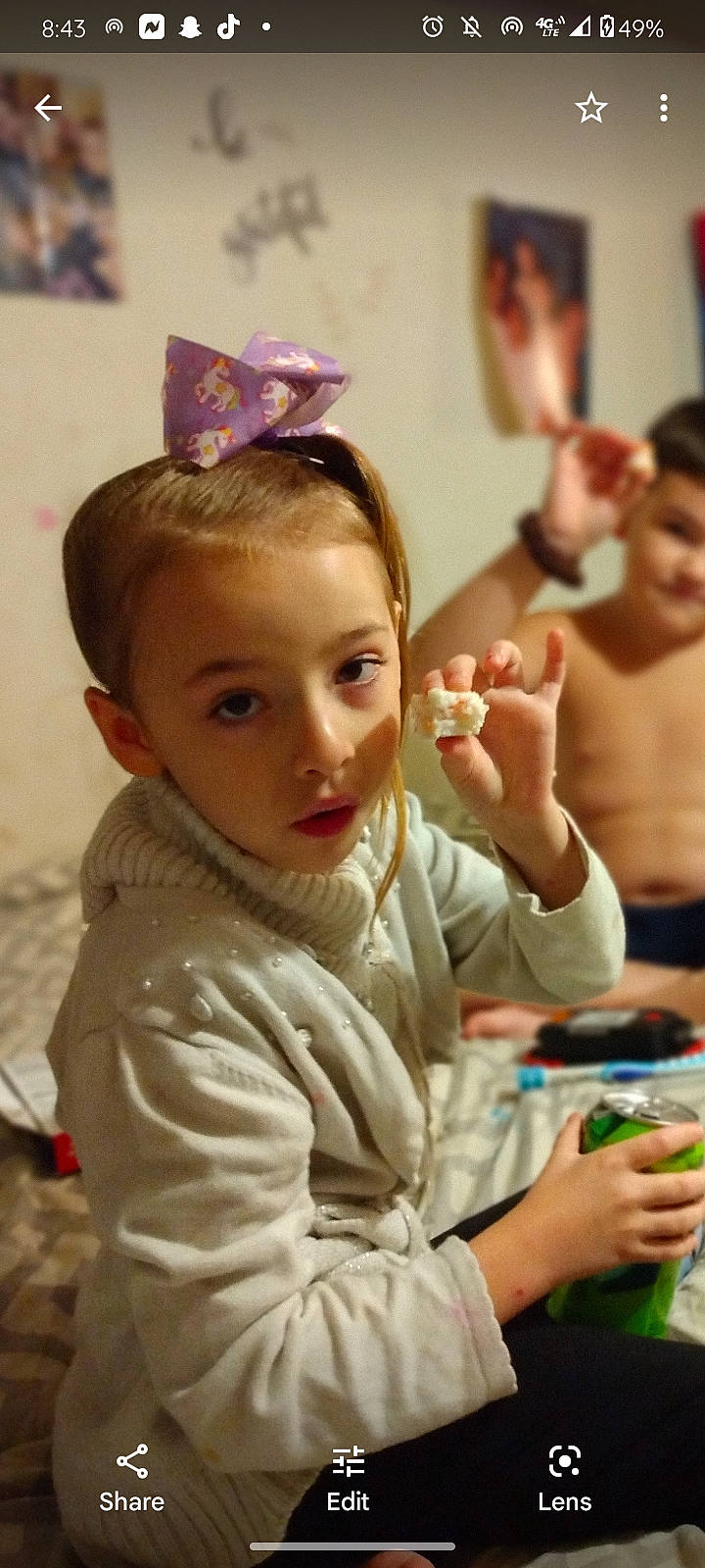 Kathryn joined the competition — help win amazing prizes! blurred, child, costume_hat, event, face, fashion_accessory, fun, gesture, hair_accessory, hairstyle, happy, head, headband, headpiece, human, leisure, person, recreation, room, sitting