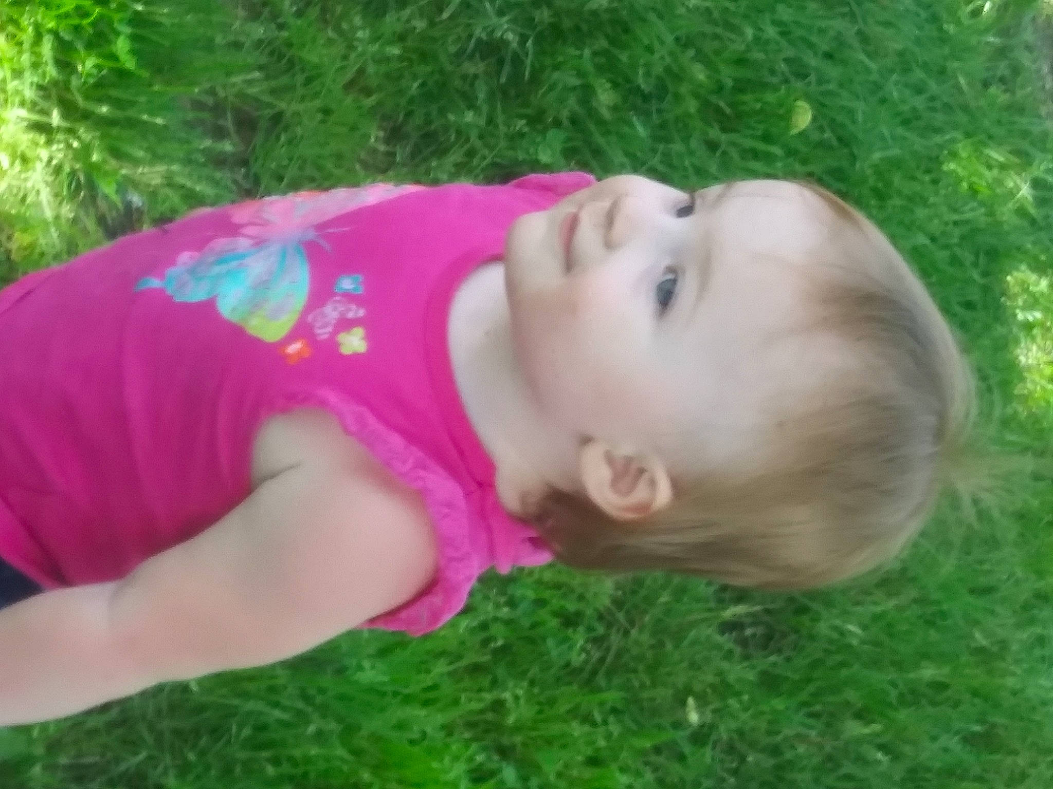 Laura is registered to the contest to win money with this photo: baby, baby_toddler_clothing, child, eye, face, fun, grass, grass_family, grassland, happy, head, leisure, mammal, nose, people_in_nature, person, plant, recreation, smile, toddler