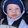 Elias joined the competition — help win amazing prizes! baby, child, face, blue_eyes, hat, hoodie, car_seat, seatbelt, closeup, infant, cute, portrait, smile, apparel, headwear, straps, safety, young, expression, indoors