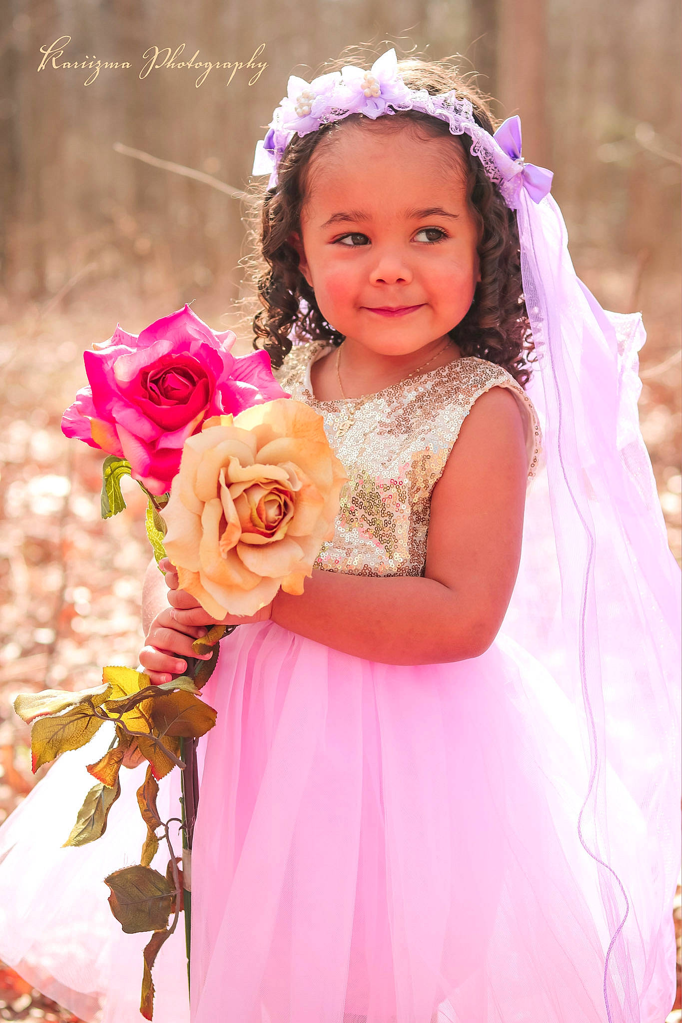 Taliah joined the competition — help win amazing prizes! baby, child, child_model, dress, fashion_accessory, flower, hair_accessory, happy, headpiece, joy, peach, person, petal, photography, pink, plant, smile, toddler, wedding_ceremony_supply