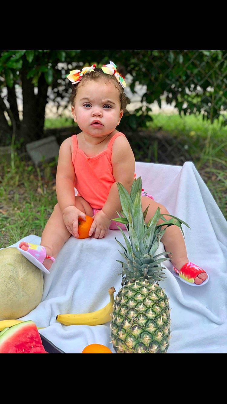 Madalyn joined the competition — help win amazing prizes! accessory_fruit, ananas, baby, baby_toddler_clothing, bromeliaceae, child, food, fruit, goggles, hair_accessory, headband, headpiece, natural_foods, nose, person, pineapple, produce, seedless_fruit, toddler, vegan_nutrition