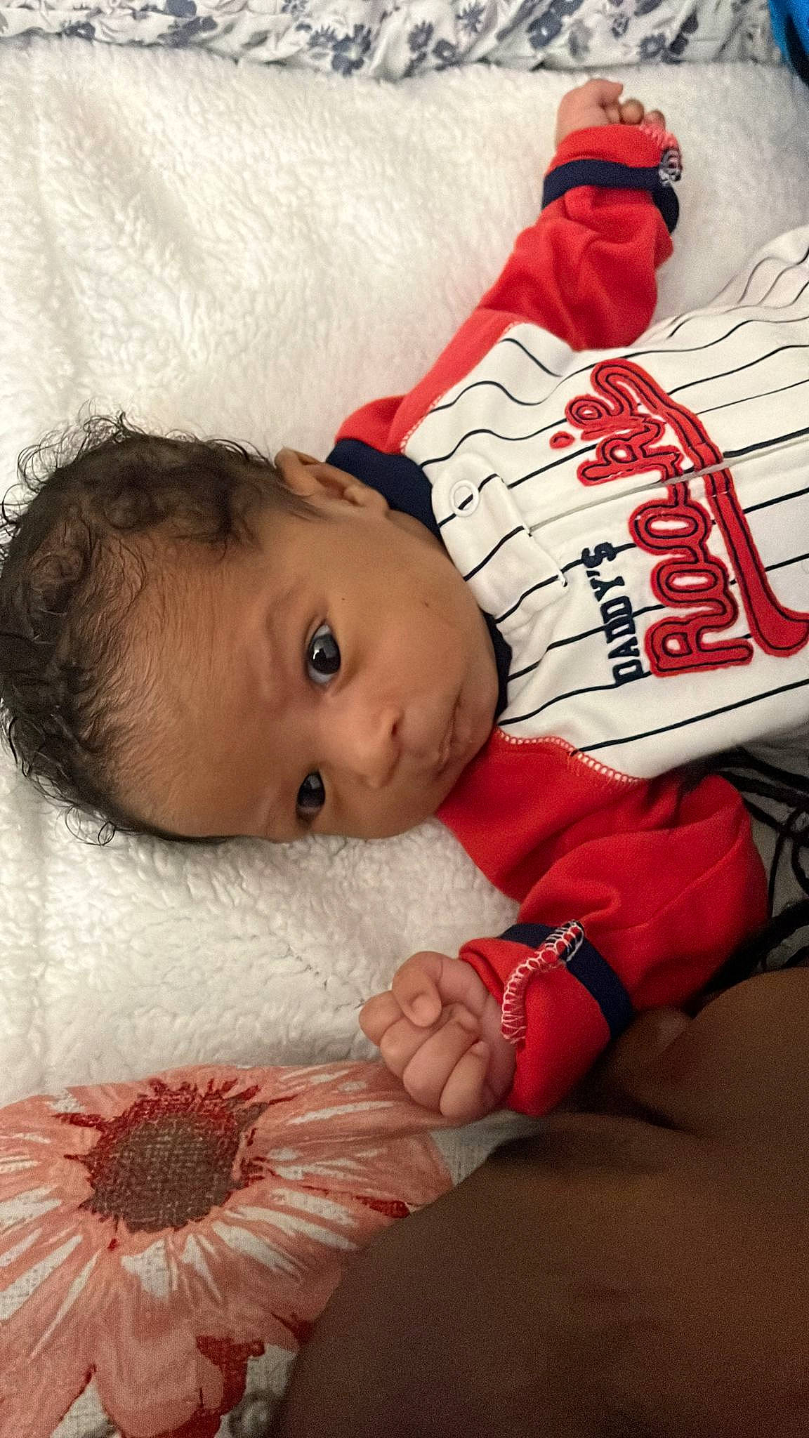 Zayan joined the competition — help win amazing prizes! baby, baby_toddler_clothing, carmine, cheek, child, comfort, eye, eyelash, face, fur, happy, headgear, linens, lip, nose, person, red, skin, sleeve, textile