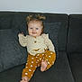 Kélia participe au concours pour gagner de l'argent avec cette photo : baby, child, smiling, blue_eyes, pigtails, couch, clothing, pants, top, sitting, indoor, happy, cute, person, infant, foot, pillow, home, portrait, relaxed